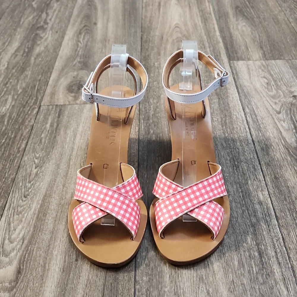K.Jacques St. Tropez Alicia Red/White Gingham Wedges Size 40